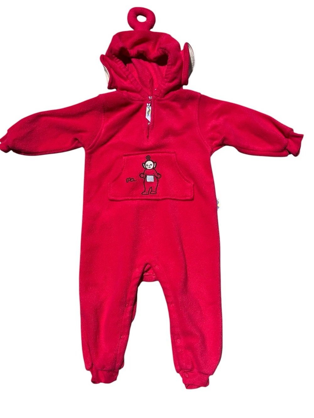 Vintage Teletubbies Po Fleece Onesie Costume 3T Red Kidcore Y2K Hooded
